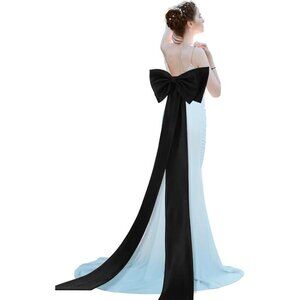 Big Bow Detachable Train Removable Sweep Black Belt for Bride  Wedding Dress